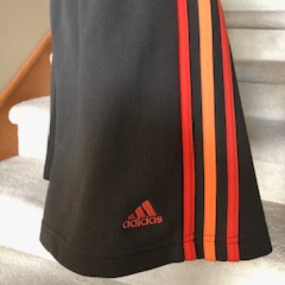 Adidas Vtg Climalite Athletic Shorts Signature Stripes Olive Green Orange Sz M - Picture 2 of 3
